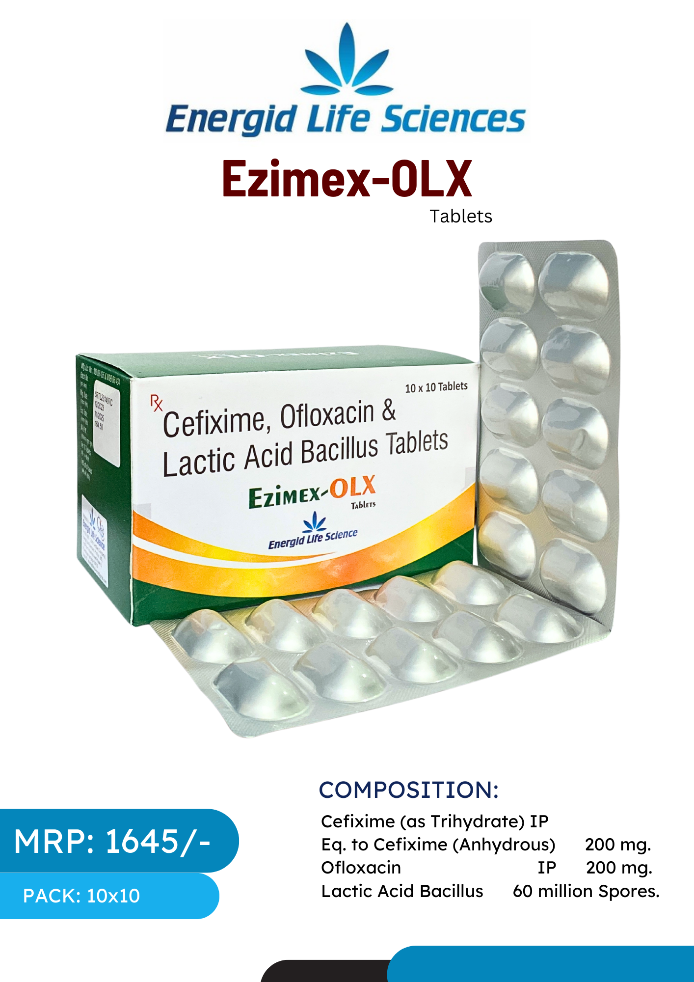 Ezimex-OLX Tablets - Cefixime, Ofloxacin & Lactic Acid Bacillus for Effective Infection Treatment
