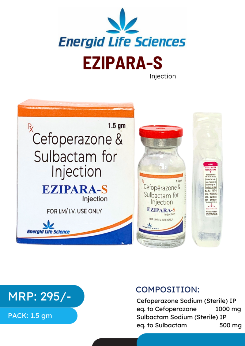 Ezipara-S Injection - Cefoperazone 1000 mg & Sulbactam 500 mg for Bacterial Infections