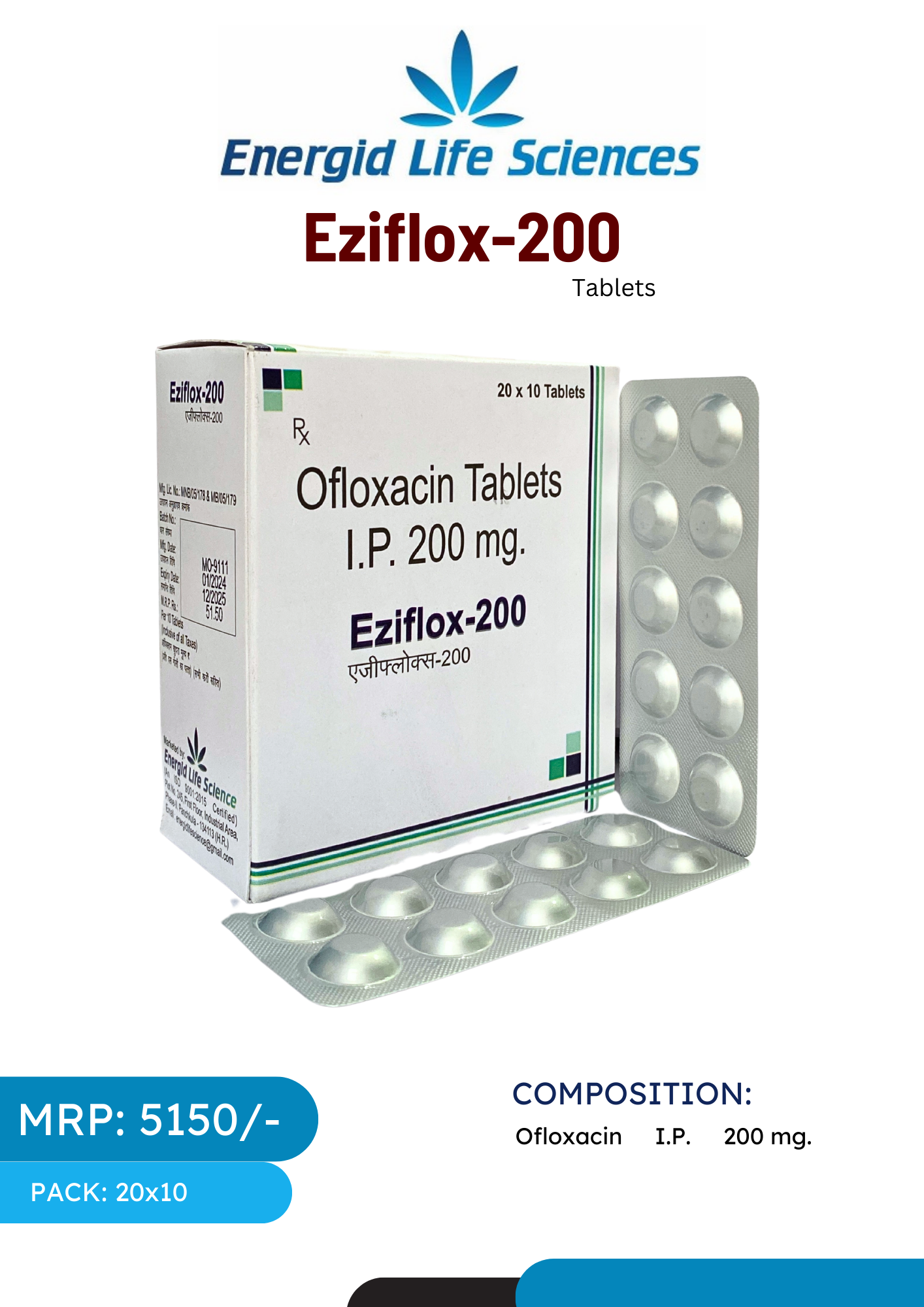 Eziflox-200 Tablets - Ofloxacin 200mg for Infection Relief
