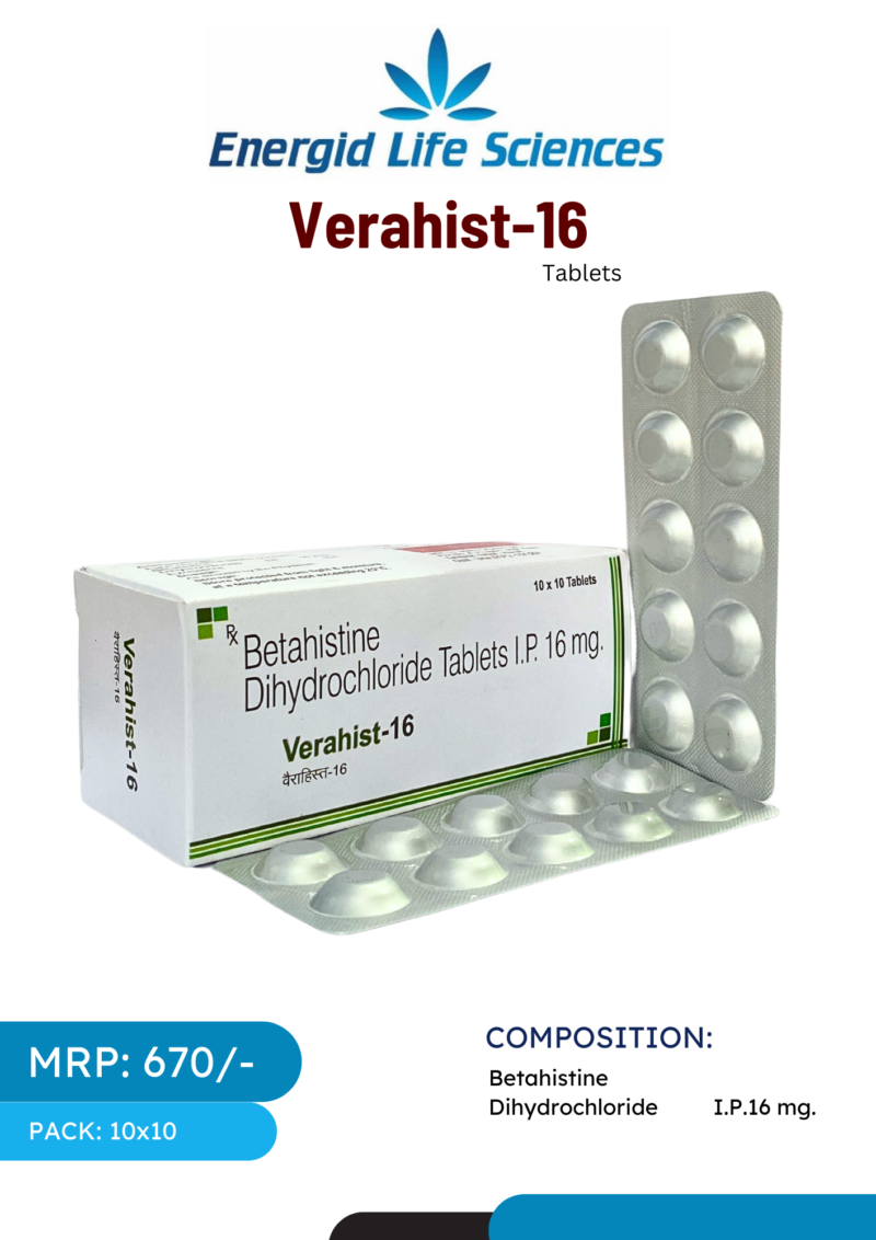 Verahist-16 Tablets - Betahistine for Vertigo and Dizziness Relief