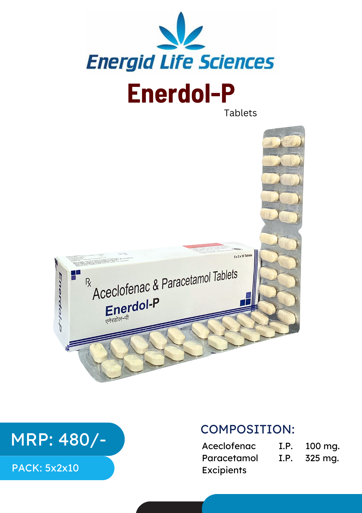 Enerdol-P Tablets - Aceclofenac & Paracetamol for Pain and Fever Relief